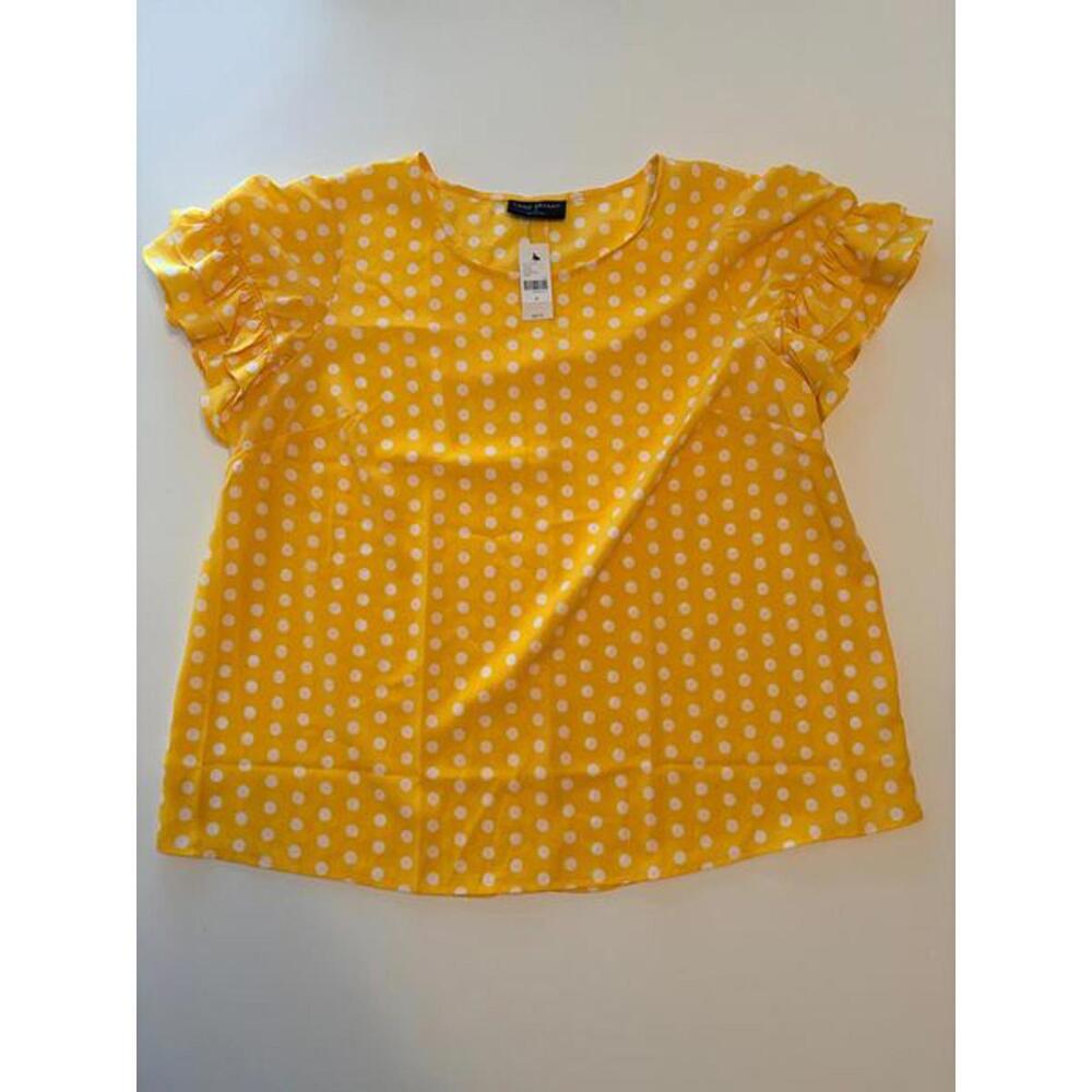 Yellow Polka Dot Ruffle Sleeve Top